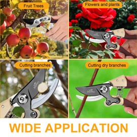Heavy Duty Pruning Shears，Garden Scissors & Clippers with BIDMLI 8.66" SK5 Steel Blades & Aluminum Alloy Handles, Tree Branch Cutter, Ideal for Thick Branches, Dry Twigs, Flower Pruning Tool.