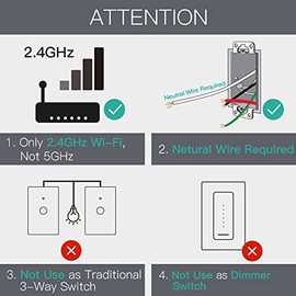 MoesGo interruptor inteligente con función de control múltiple (3- vías), estado de relé opcional, luz de fondo, utilizado con Smart Life/Tuya App,Alexa y Google Home Negro 1 Gang