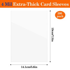 Klmnop Jumbo Card Sleeves 5.6" x 7.5", 4 Mil, 200 Pack for Oversized Card