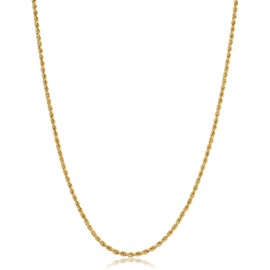Kooljewelry 10k Yellow Gold Rope Chain Necklace (1.8 mm, 16 inch)