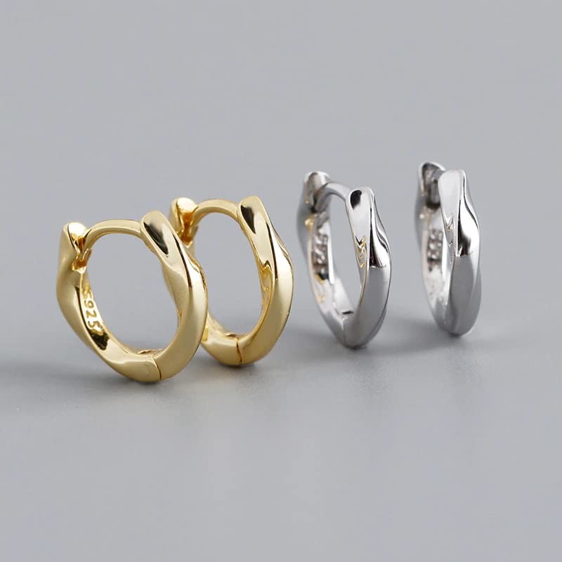 LUXSTAR Hoop Earrings, Twisted Ring, 925 Silver, Gold, Silver Binaural
