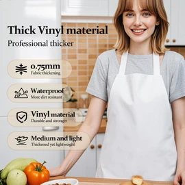 Heavy-Duty White Rubber Vinyl PVC Apron for Food Processing - Waterproof, Oil-Resistant, Acid-Resistant, 70x98cm