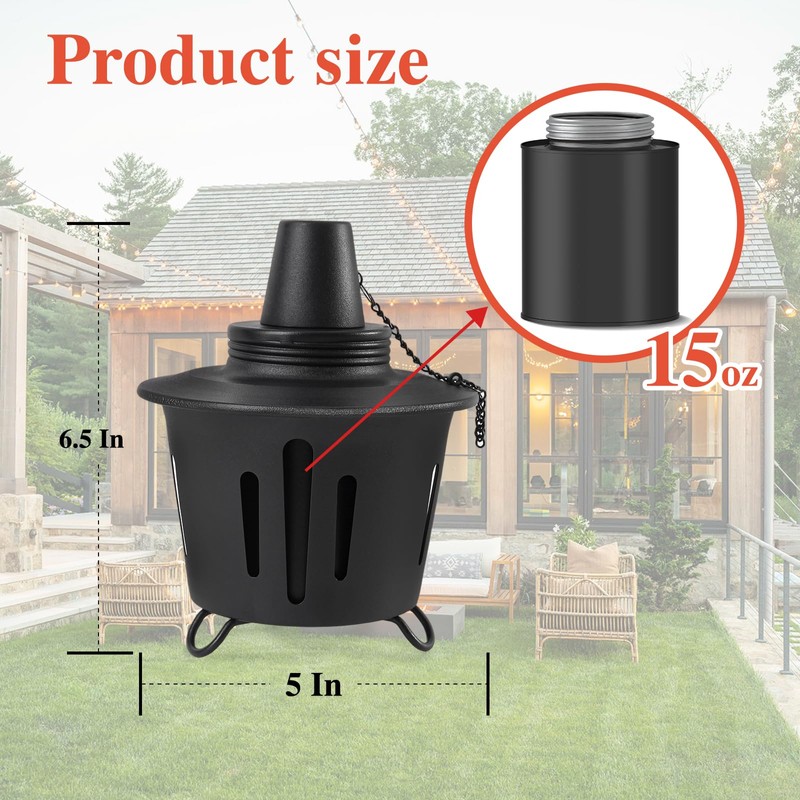 FALBAWR 2 Pack Citronella Table Top Torches, 15oz Mini Fire