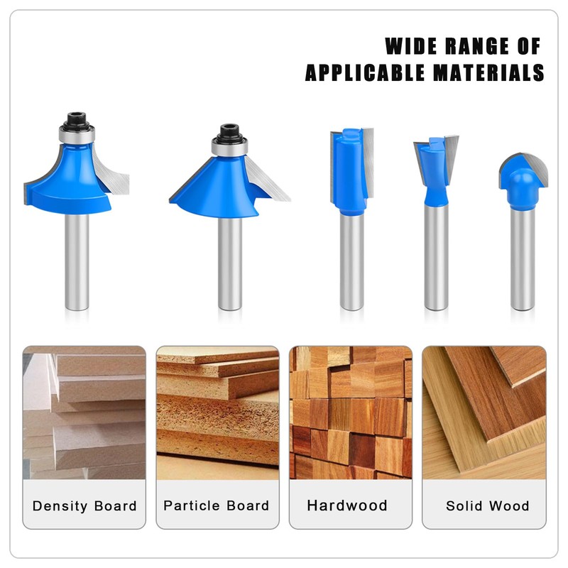 Router Bits Set 1/4" Inch Shank Tungsten Carbide Router Bits