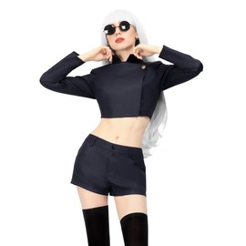 DAZCOS Women's Cosplay Costume US Size Uniform Jacket Shorts Thigh Stockings with Glasses (X-Small)