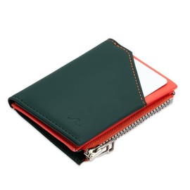 ROIK Wallet for Men or Women, 100% Cowhide Leather with RFID Protection, Lightweight and Small, Mini Wallet and Coins, Slim Wallet Zip Coin, coral red, Minimalist