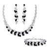 Brilove Women's Wedding Jewellery Set for Brides Bridesmaid Cluster Leaf