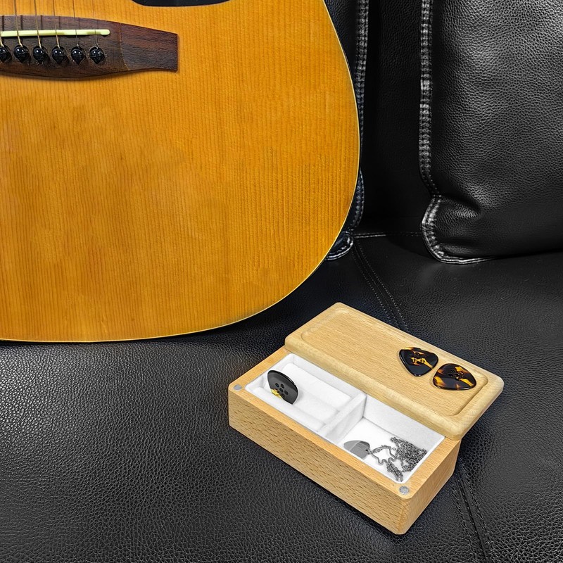 Musiin 高級木製ギターピックホルダー - 頑丈なギターピック収納ボックス ディスプレイケース ジュエリーボックス 男女兼用 大人用 - ギターピックアクセサリーに最適