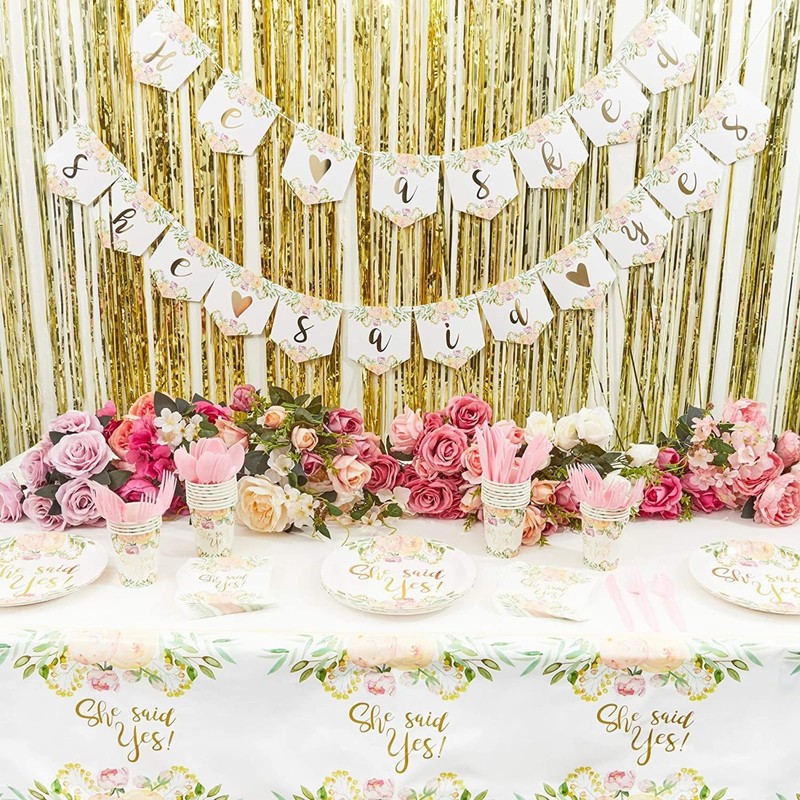 Juvale She Said Yes Table Covers for Bridal Showers (54