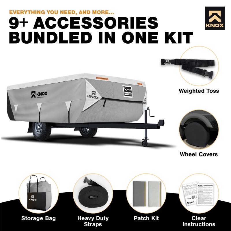 KNOX 3rd Gen Pop up Folding Camper RV Cover, Anti-Tear