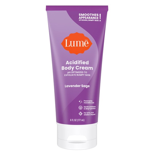 Lume Acidified Body Cream - Smooth Appearance of Rough, Bumpy Skin - Paraben Free, Lanolin Free, Skin Safe - 6 ounce (Lavender Sage)