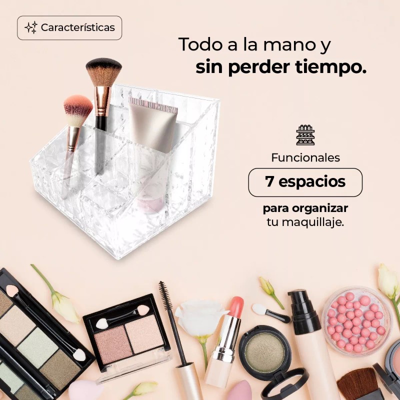 Queen Sense Organizador Para Cosmeticos Sencillo 7 Espacios, Acrilico