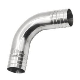 Goldpea Stainless Steel 304 Sanitary Hose Fitting Barb 90 Degree Elbow 3/4" Barbed x 3/4" Barbed, 1pc Fitting with 2pcs SS304 Hose Clamps