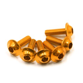6PCS M6 X 20mm Gold Tone Hexagon License Plates Bolts Screws for Motorcycle Car 1996-2023.