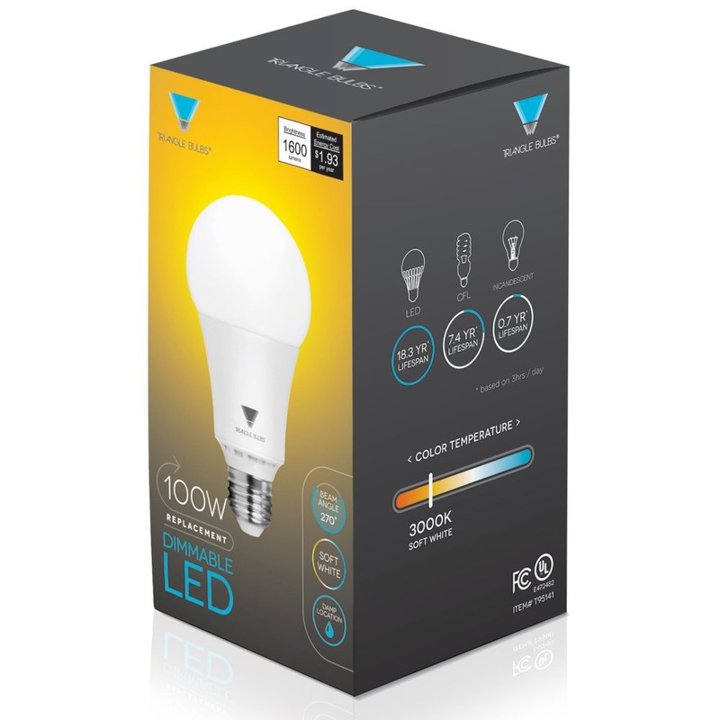 Triangle Bulbs T95141, LED Dimmable 100 Watt Equivalent Soft White