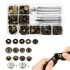 Set of 50 Press Studs, Metal Snaps Buttons with Different Sizes 10/12/15/17 mm, 9 Fixing Tools & Storage Box Clothing Snaps Button for Leather Craft Wallet Handbag Jeans