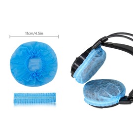 ICSTM Headphone Covers, 100pcs Disposable Ear Covers Made of High Elastic Non-Woven Fabric, Perfect for Ear Headphones with 3.15”-4” Earpads (Blue)