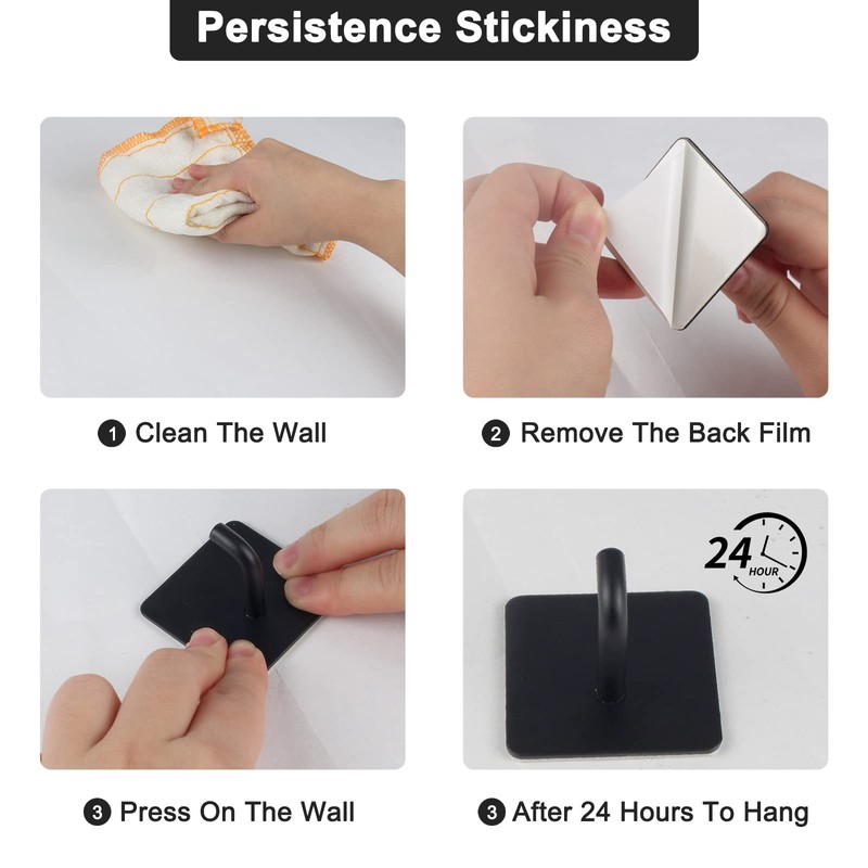 Stondino 6 Pcs Adhesive Hooks Command Hooks for Hanging Towel