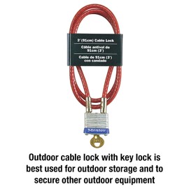 Master Lock 719D Steel Cable with Integrated Outdoor Padlock with Key, 1 Pack