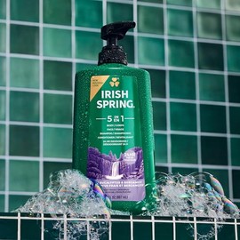 Irish Spring Gel de Ducha 5 en 1 para Hombres, Gel de Ducha para Hombres, Te Mantiene Fresco y Limpio por 24 Horas, Acondiciona y Limpia Cuerpo, Rostr
