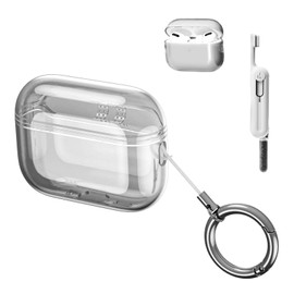 Cxqbsmy for AirPods Pro 3 Case, Clear Case with Keychain and Cleaning Kit, TPU Cover for Airpods Pro 3rd Generation, One-Piece Design, No Lost Caps, Clear