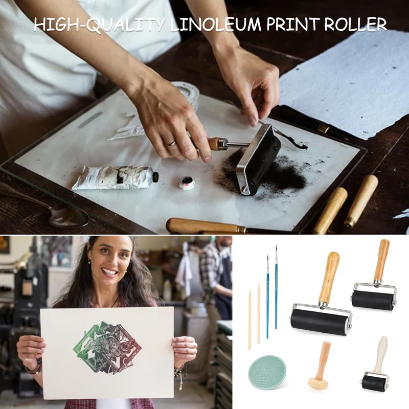 Brayer Roller for Crafts, 3 PCS Rubber Roller Paint and