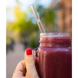 Halm Glass Straws Earth Day Charity Edition - Juego de 6 pajitas reutilizables grabadas con animales en peligro de extinción, 20 cm x 0,9 cm, fabricadas en Alemania, aptas para lavaplatos, respetuosas con el medio ambiente