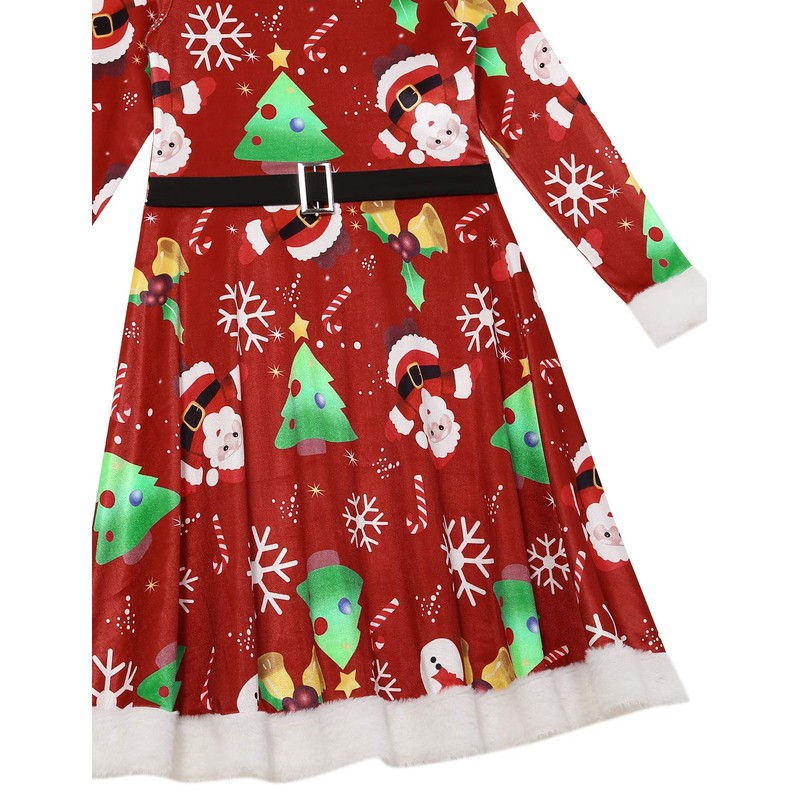 TSSOE Womens 3D Printed Mrs. Santa Claus Costume Plus Size