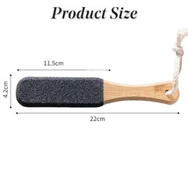 Pumice Stone for Feet, Foot File Professional Feet Foot Scrubber Hard Skin with Wooden Handle Foot Stone, Exfoliating Pedicure Rasp for Hard Dead Skin Callus Removal & Cracked Heels (Black)
