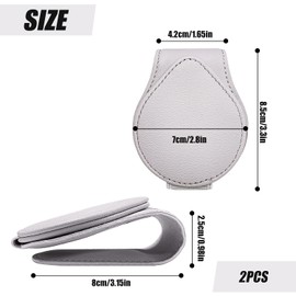 YICH Glasses Holder for Car Sun Visor Sunglasses Holder 2 Pieces Leather Glasses Holder Car Sunglasses Holder Glasses Holder Magnetic Glasses Holder Clip Grey (2)