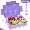 Bugucat Bento Box Adult,45OZ Leak-Proof Lunch Box with 6 Compartments