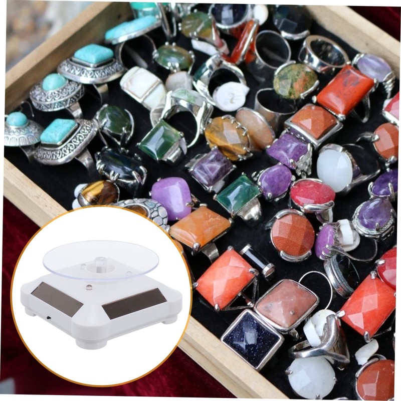 FOMIYES 360° Rotating Solar Watch Stand Jewelry Display Led Lighting