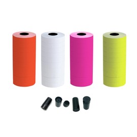 NaviLintek 2-Line Price Tag Gun Labels,20000 Red/Orange/Yellow/White Labeler Stickers w/ 4 Ink Rolls for Date Code Pricing Tagging Maker Applicator Machine,Clothes Label for Retail Garage Yard Sale