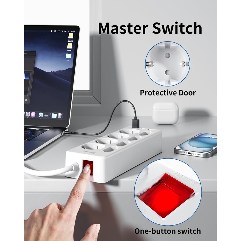 8-Way Power Strip with Surge Protection