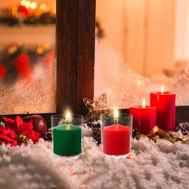 Mi Ka YIa 10 Hour Green Votive Candles for Weddings Party Spring and Emergency, Set of 36 Unscented Bulk Candles for Restaurants and Home Decoration