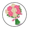 handmade 48 FLOWER BOUQUET ENVELOPE SEALS LABELS STICKERS 1.2" ROUND FAVOR
