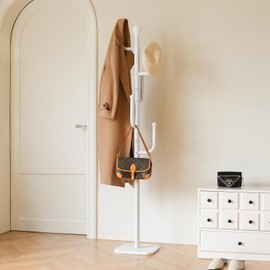 Yoobure Coat Rack Freestanding with Natural Marble Base, Cactus Coat Tree with 6 L-shaped Hooks, Heavy Duty Coat Hanger Stand, Metal Coat Rack Stand for Entryway, Hall Tree for Jacket/Hat/Clothes/Bag