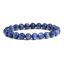 Justinstones Natural A Grade Kyanite Gemstone 8mm Round Beads Stretch Bracelet 7 Inch Unisex