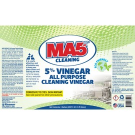 MA5x Vinegar 5% All-Purpose Cleaner | Industrial Strength, Eco-Friendly, Multi-Surface Cleaning Vinegar | Biodegradable, Non-Toxic, Made in USA | Gallon | Pack of 1