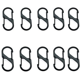 10 Pcs S Small Carabiner Keyring Clip, Opening Keychain Clip S Ring Locking Carabiner Double Clip Hook for Outdoor Hiking Fishing Camping Traveling