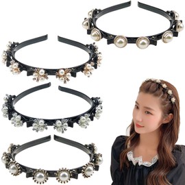 DonLeeving 4 Pcs Double Bangs Hairstyle Hairpin Headbands Double Layers Twist Plait Headbands Hollow Woven Headband With Clips Hair Accessories, 4 Count (Pack of 1)