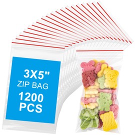 Aubeco 1200Pcs 3x5 Inch Mini Plastic Bags, Resealable Small Zip Baggies for Small Business, Storage, Gifts, Candy, Screws, Jewelry, Daily Pills