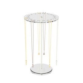 Adugay Necklace Organizer Holder,Jewelry Rotating Organizer Stand For The Girl's Room,Small Necklace Display Hanger Rack,Necklace Storage Hanging Tree (silvery)