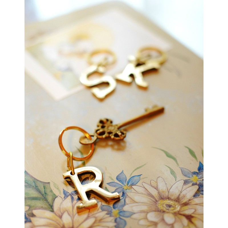 Toss Dice Keychain Brass Letter Keyring Small Tdsm – ABC