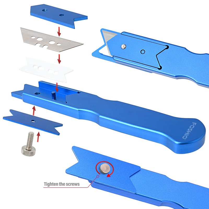 FOSHIO Vinyl Wrapping Paper Cutter with 10PCS Cutter Blades, Blue