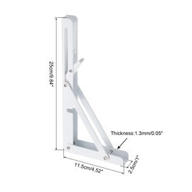 uxcell 2 Pcs Folding Shelf Brackets, 10 Inch Iron Collapsible Shelf Bracket, L Shelf Bracket Wall Mounted for Table , White