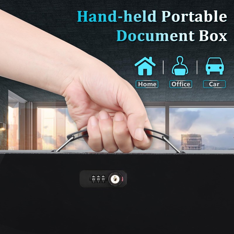 Dalmbox Portable Metal Safe Box with Dual Combination and Key