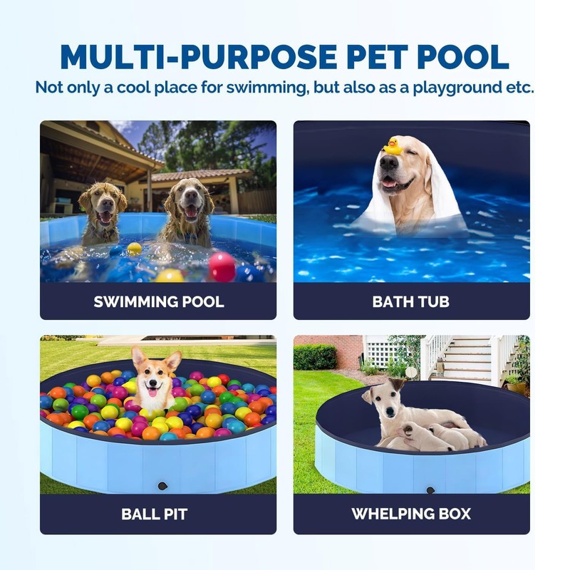 Foldable Dog Pool, Small Dog Paddling Pool, Paddling Pool for