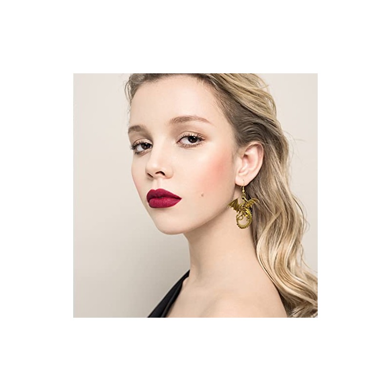 T-ztoss Gold Dinosaur Fantasy Statement Dragons Earrings Gothic Unique Animal