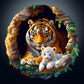 Wooden Puzzles for Adults, 3D Vision Effect-3D Tiger Family Wood Puzzles Adult, Unique Shaped Wooden Jigsaw Puzzle, Creative Gifts for Friends/Family/Puzzle Lovers, Home Decor(M-11.4 * 11.3in 200pcs)